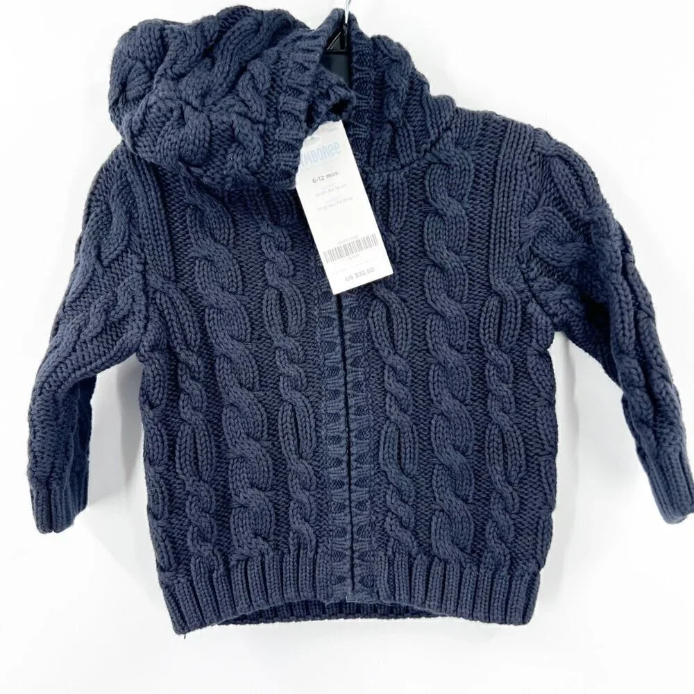 Gymboree Blue Cable Knit Cottage Zip Up Sweater Jacket